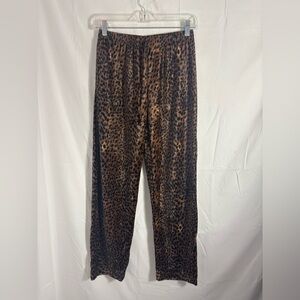 VTG Y2K Leopard Print Velour Straight Leg Elastic Waist IndieSleeze Pants Size S